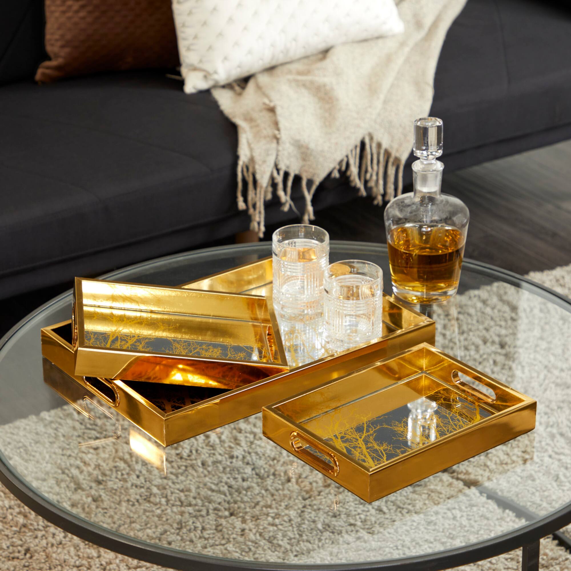 Gold Tree Plastic Glam Tray Set